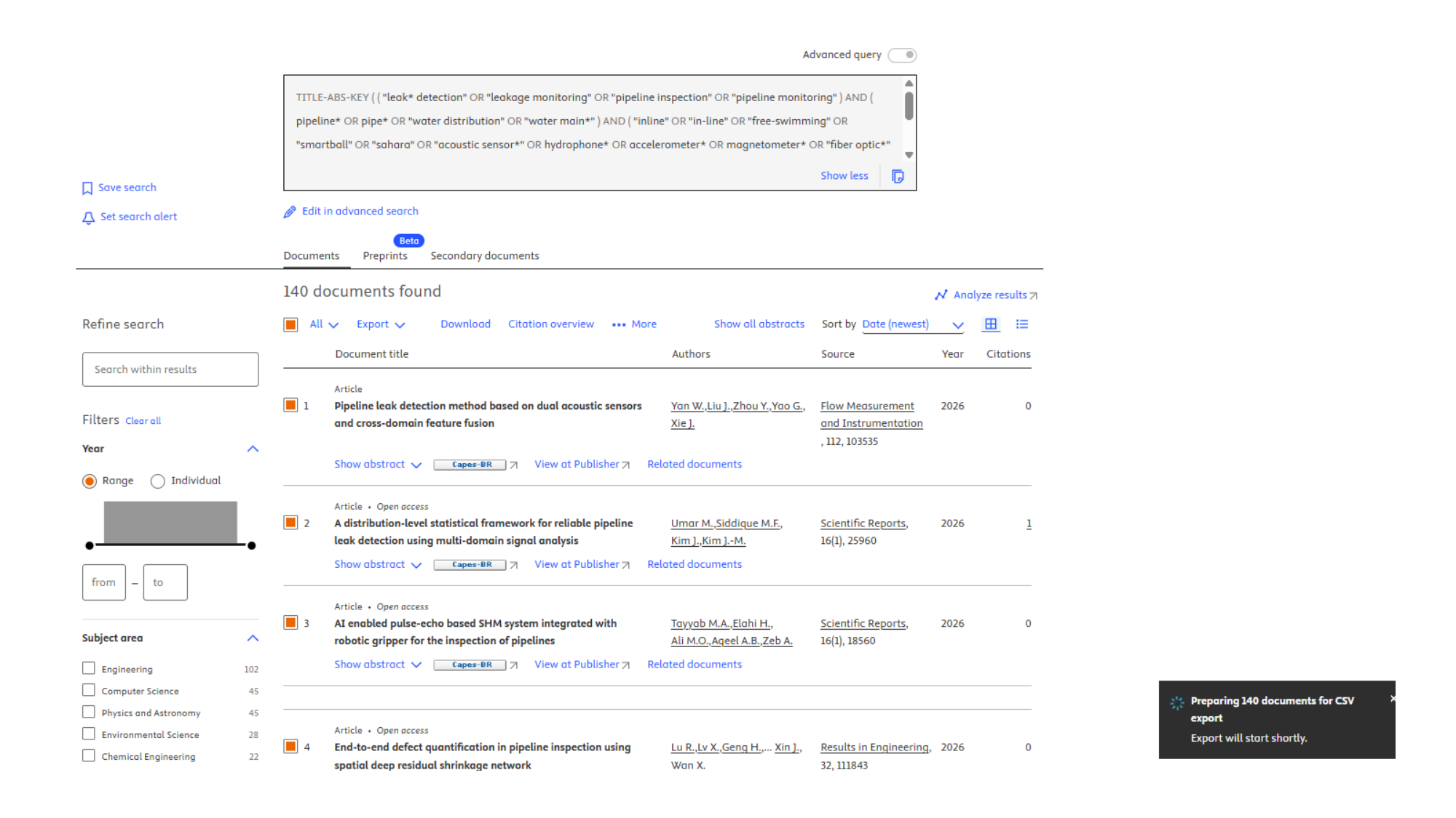 Passo 4: Scopus: Processamento em Segundo Plano