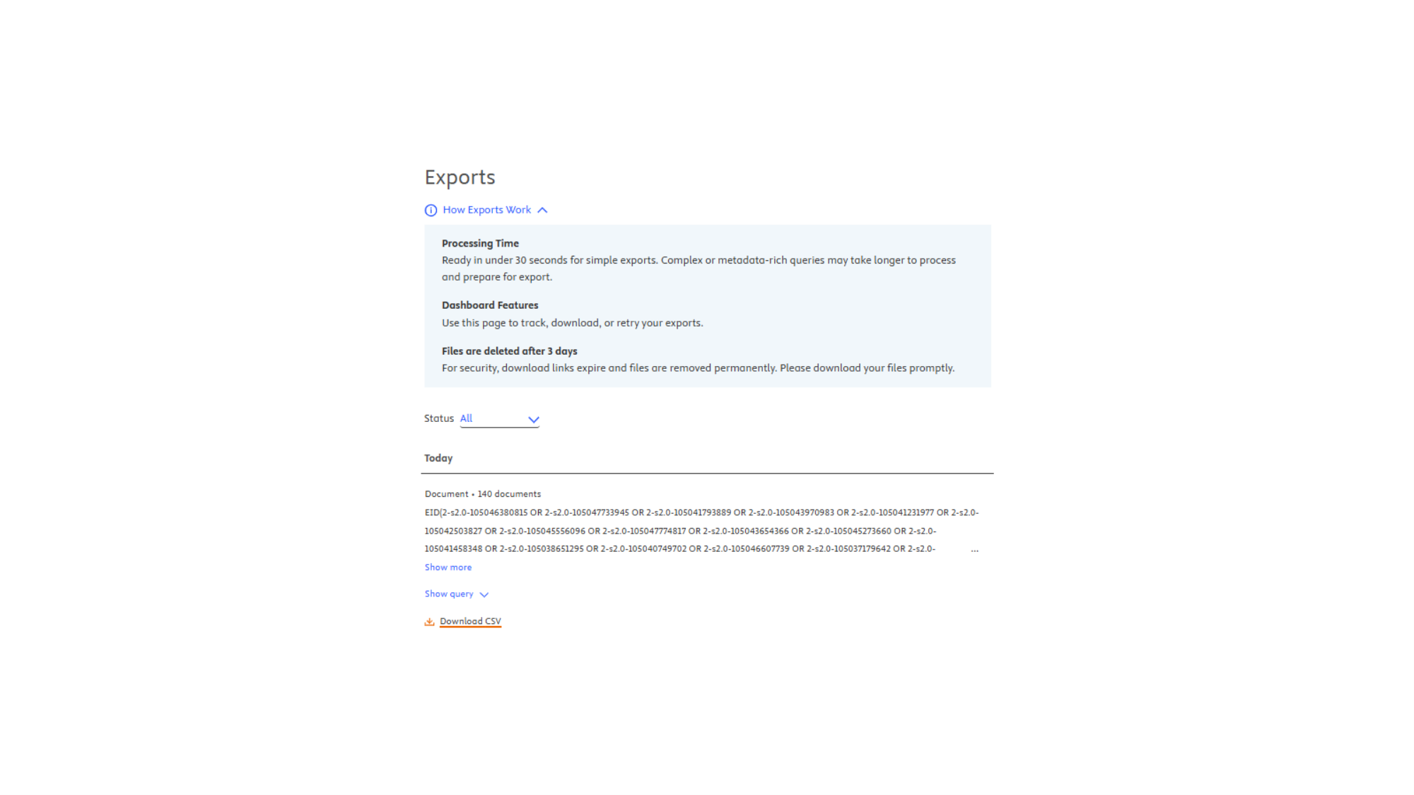 Passo 6: Scopus: Download do Arquivo CSV
