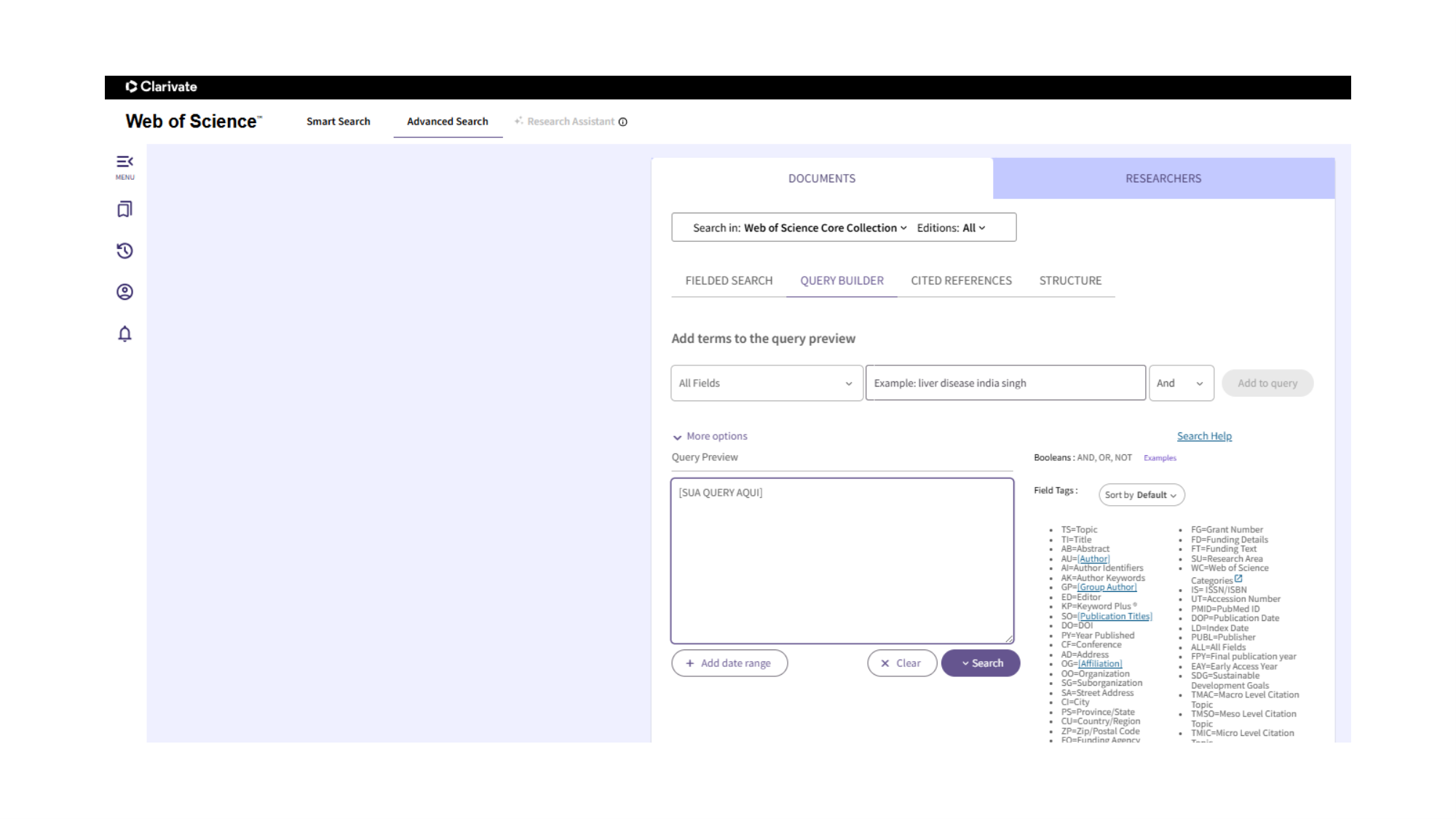 Passo 9: Web of Science: Busca Avançada (Advanced Search)